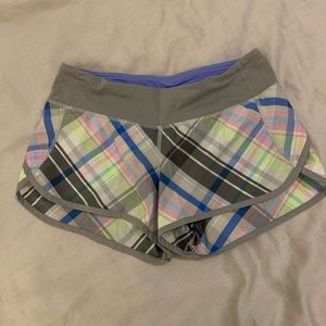 Lululemon Speed Shorts, Lullaby Rad Plaid, size 4